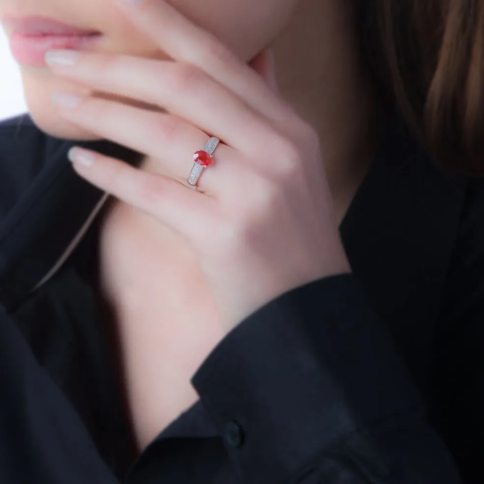 Bague Crista Or Blanc Quartz Et Diamant