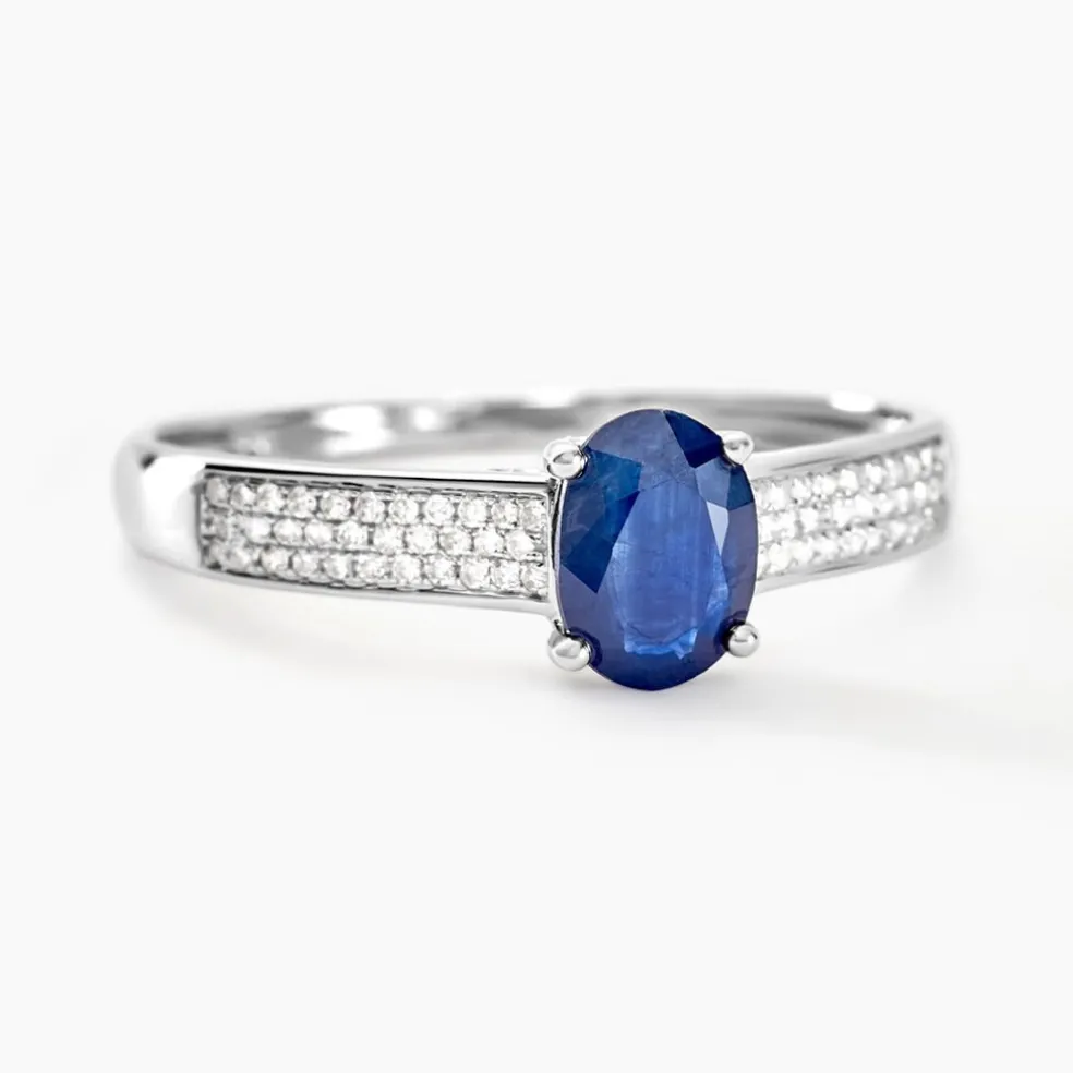 Bague Crista Or Blanc Saphir Et Diamant