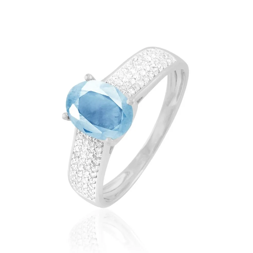Bague Crista Or Blanc Topaze Et Diamant