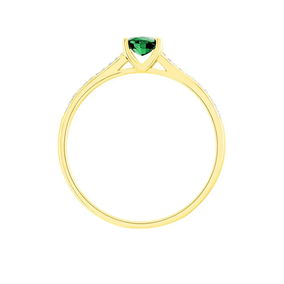 Bague Crista Or Jaune Emeraude Et Diamant