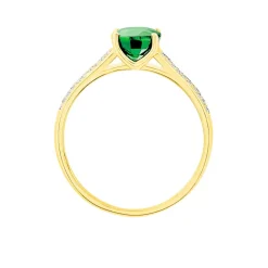 Bague Crista Or Jaune Emeraude Et Diamant