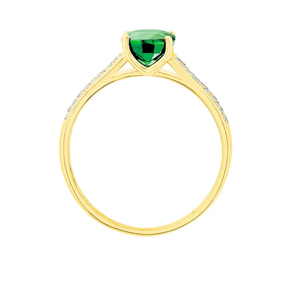 Bague Crista Or Jaune Emeraude Et Diamant