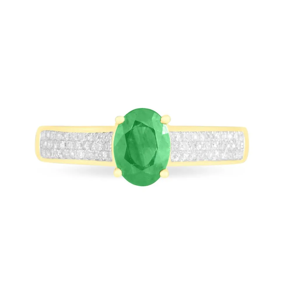 Bague Crista Or Jaune Emeraude Et Diamant