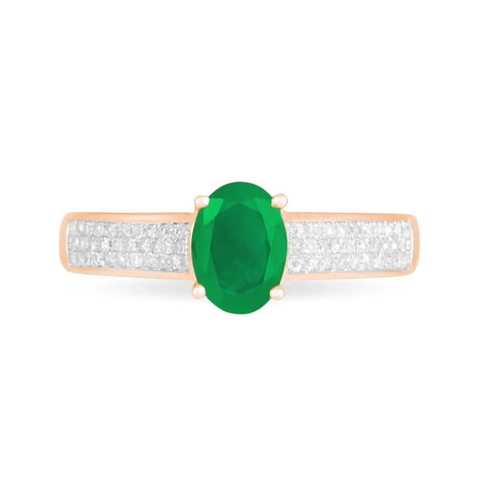 Bague Crista Or Rose Emeraude Et Diamant
