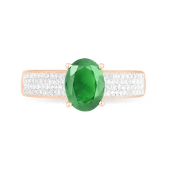Bague Crista Or Rose Emeraude Et Diamant