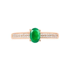 Bague Crista Or Rose Emeraude Et Diamant