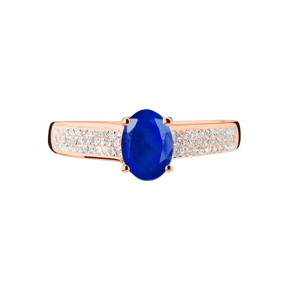 Bague Crista Or Rose Saphir Et Diamant