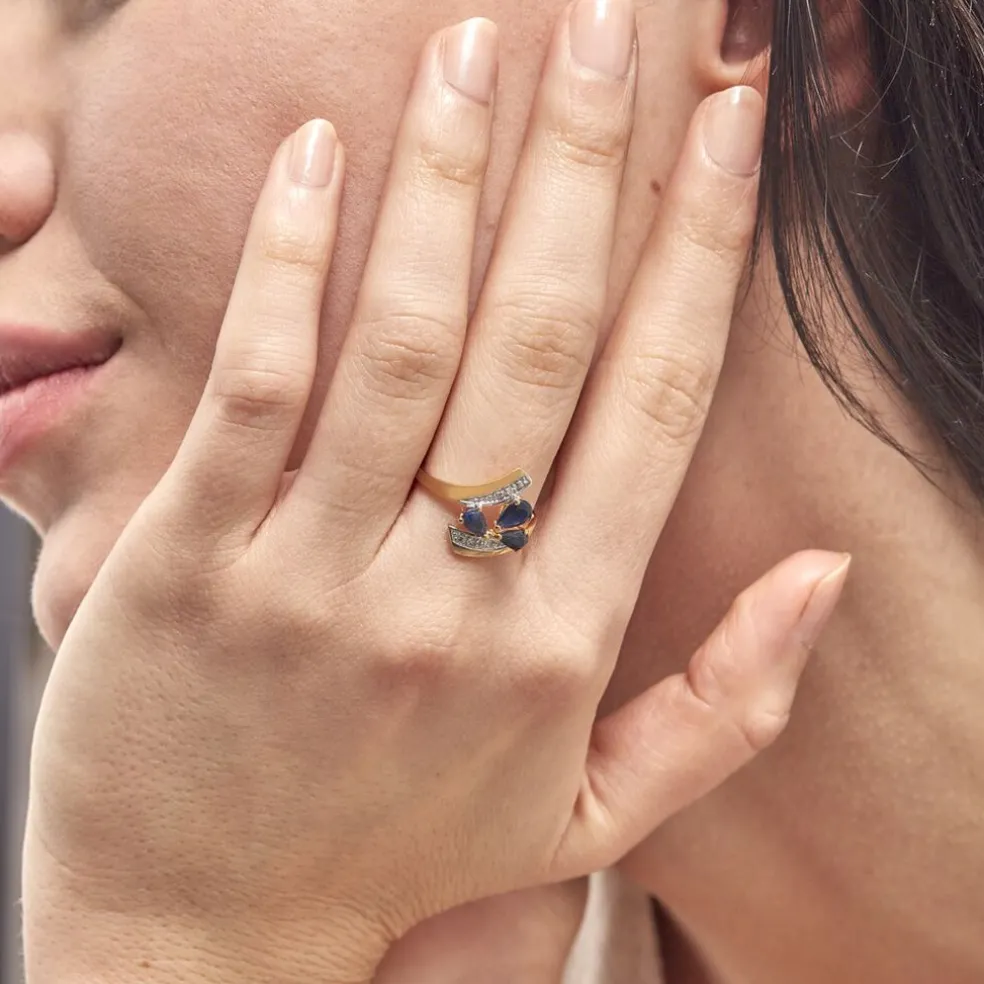 Bague Dahlia Or Jaune Saphir Diamant