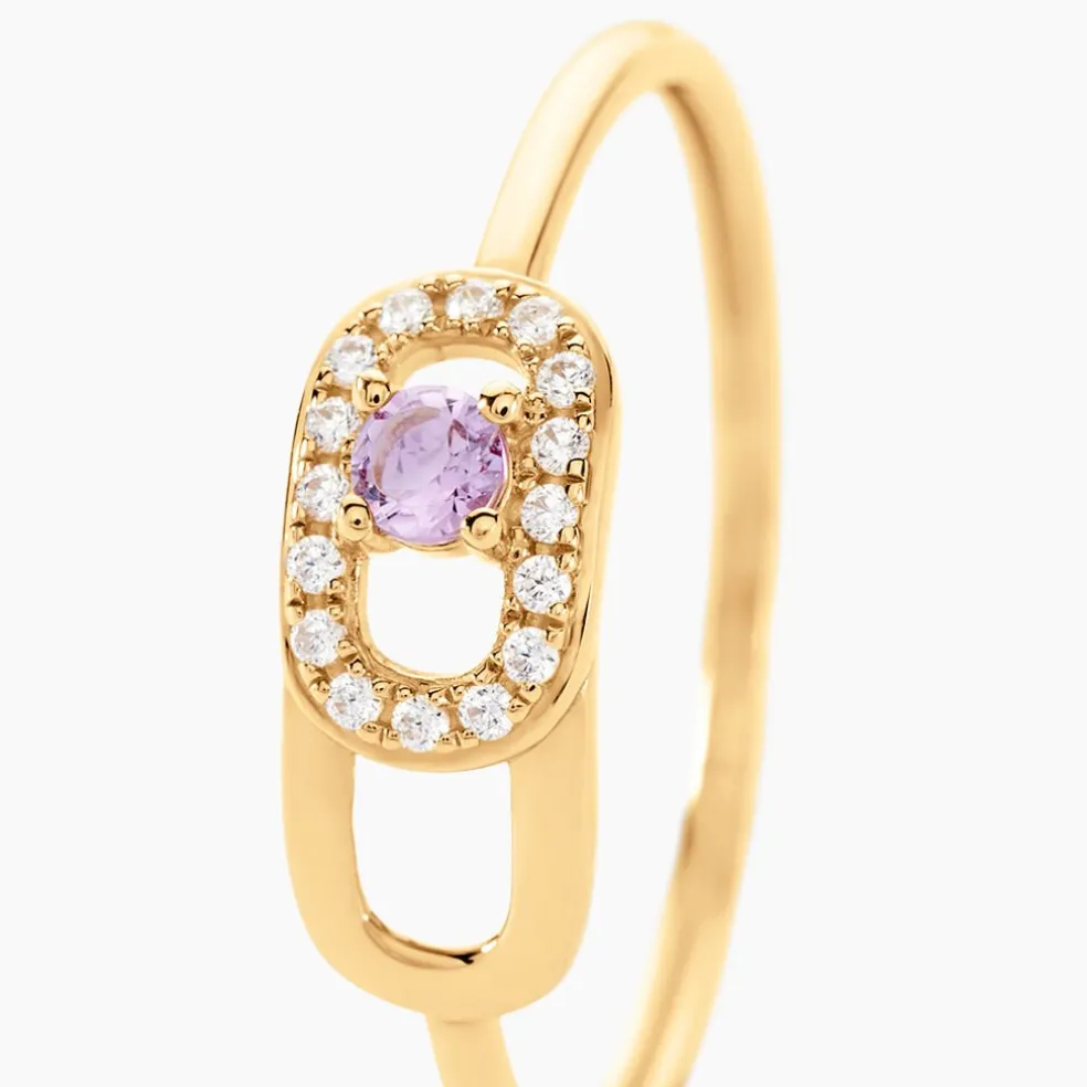 Bague Deonne Or Jaune Améthyste Oxyde De Zirconium