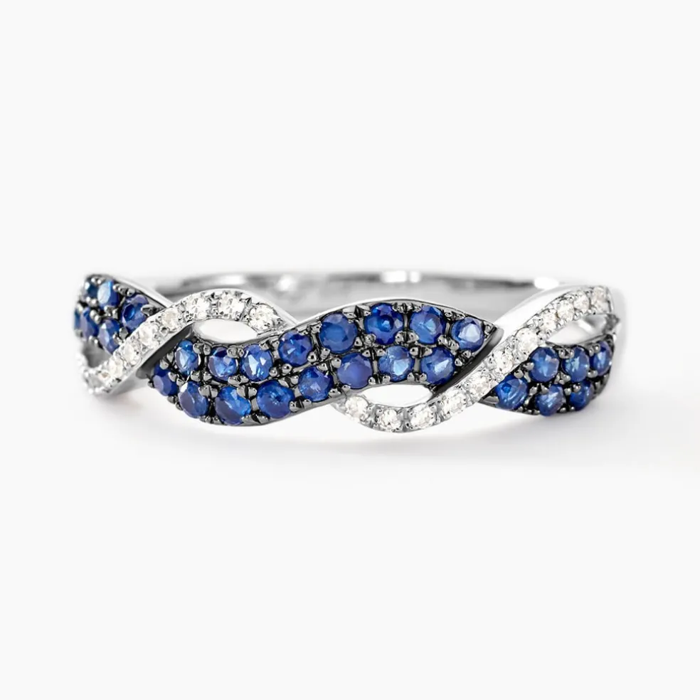 Bague Dimitria Or Blanc Saphir Et Diamant