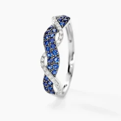 Bague Dimitria Or Blanc Saphir Et Diamant