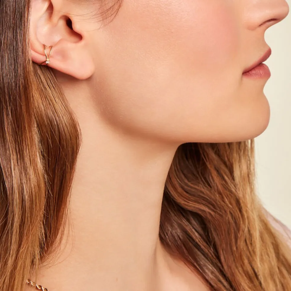 Bague D'oreille Unitaire Lenz Or Jaune Oxyde De Zirconium