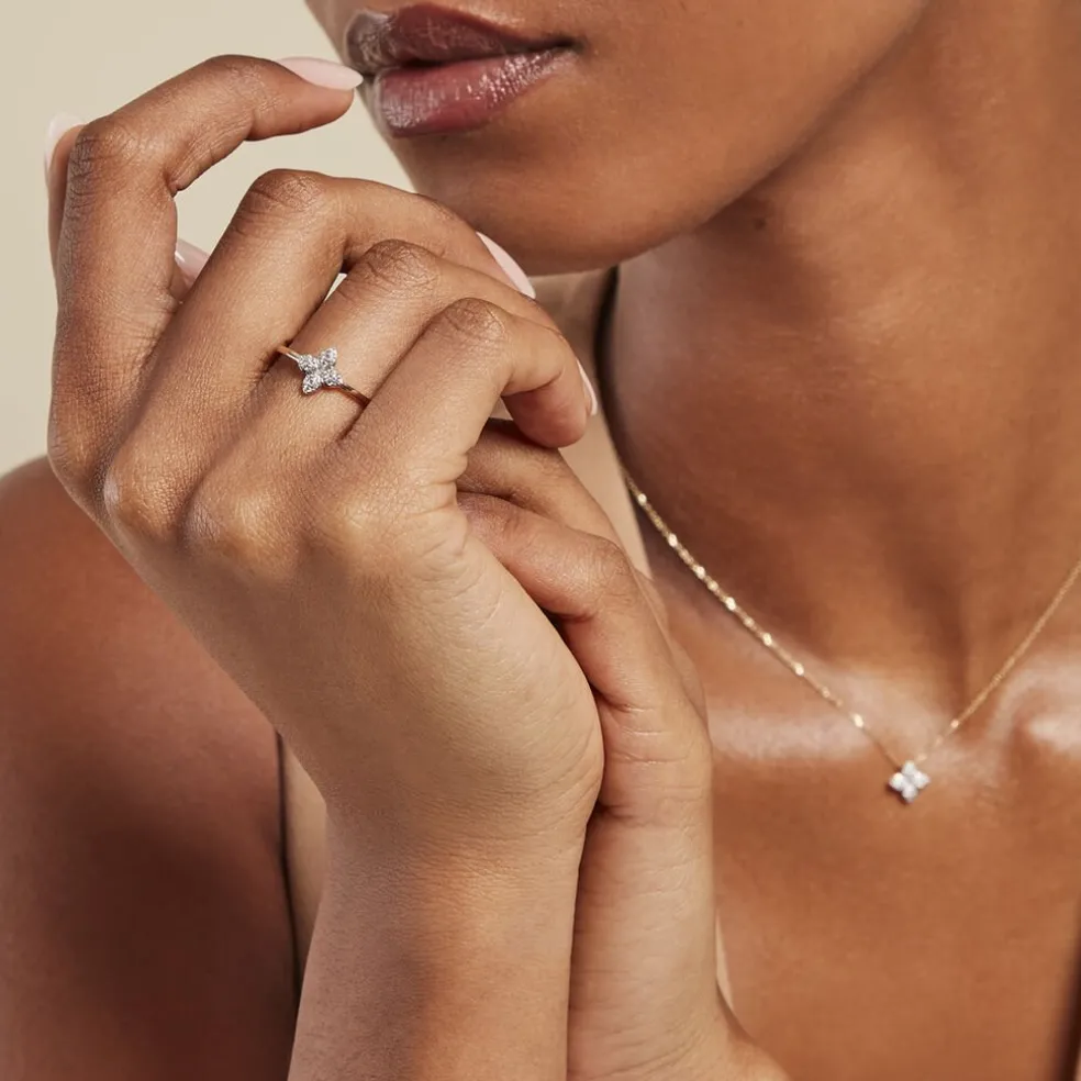 Bague Eclosion Precieuse Or Jaune Oxyde De Zirconium