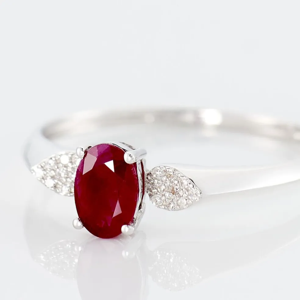 Bague Edgina Or Blanc Rubis Et Diamant