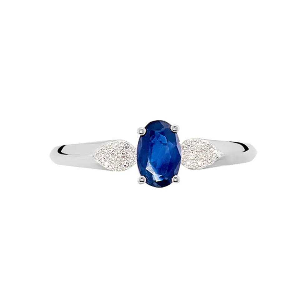 Bague Edgina Or Blanc Saphir Et Diamant