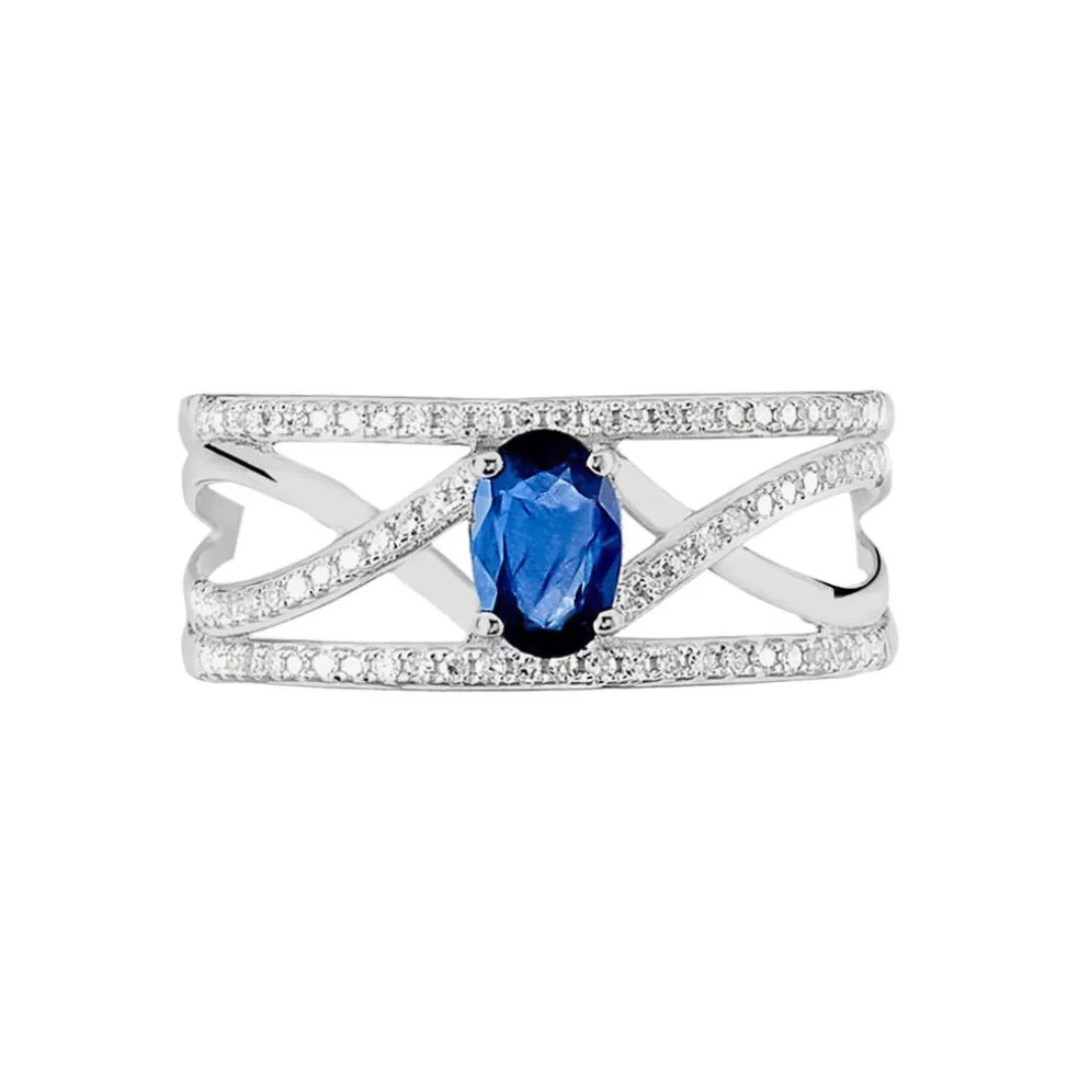 Bague Emeralina Or Blanc Saphir Et Diamant