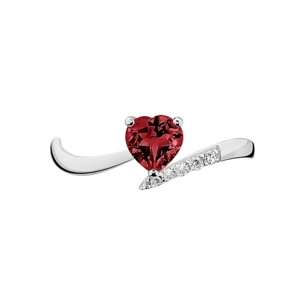 Bague Eva Or Blanc Grenat Et Diamant