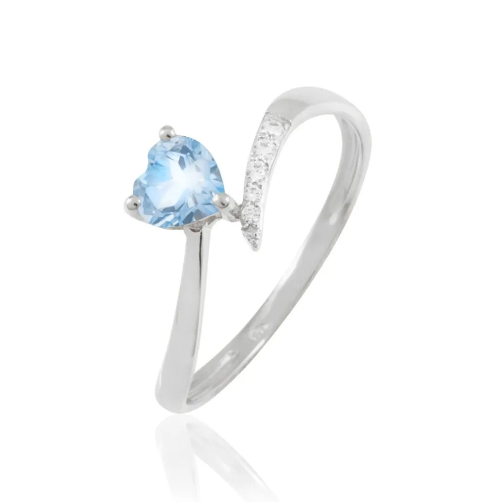 Bague Eva Or Blanc Topaze Et Diamant