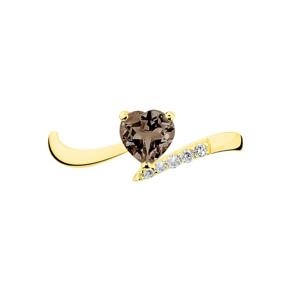 Bague Eva Or Jaune Quartz Et Diamant
