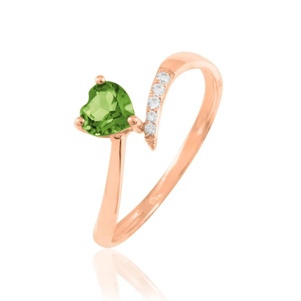 Bague Eva Or Rose Péridot Et Diamant