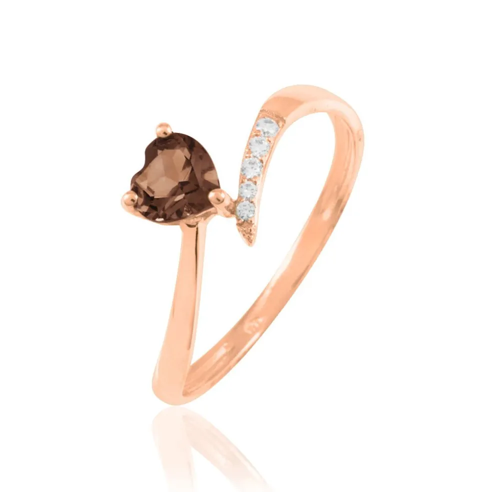 Bague Eva Or Rose Quartz Et Diamant