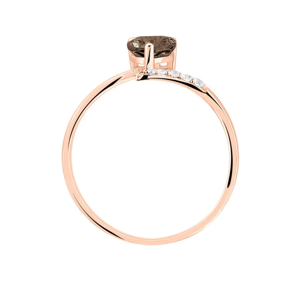 Bague Eva Or Rose Quartz Et Diamant