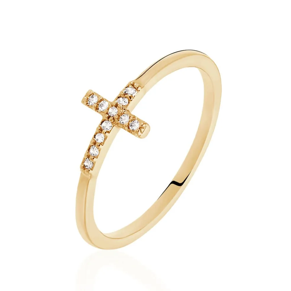 Bague Fatos Plaqué Or Jaune Oxyde De Zirconium