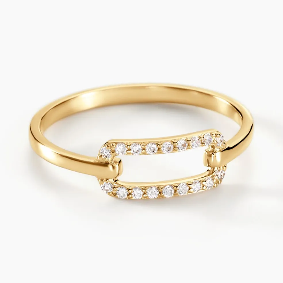 Bague Graphic Lines Or Jaune Oxyde De Zirconium
