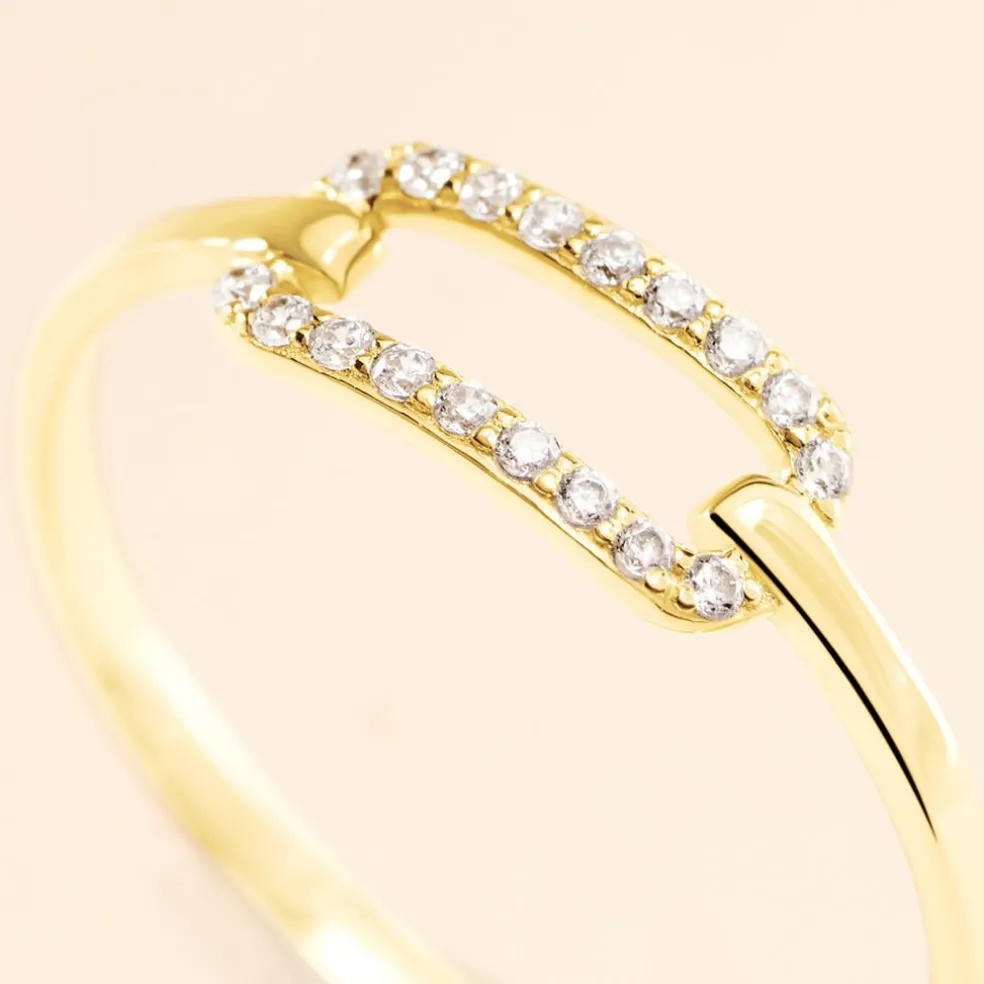 Bague Graphic Lines Or Jaune Oxyde De Zirconium