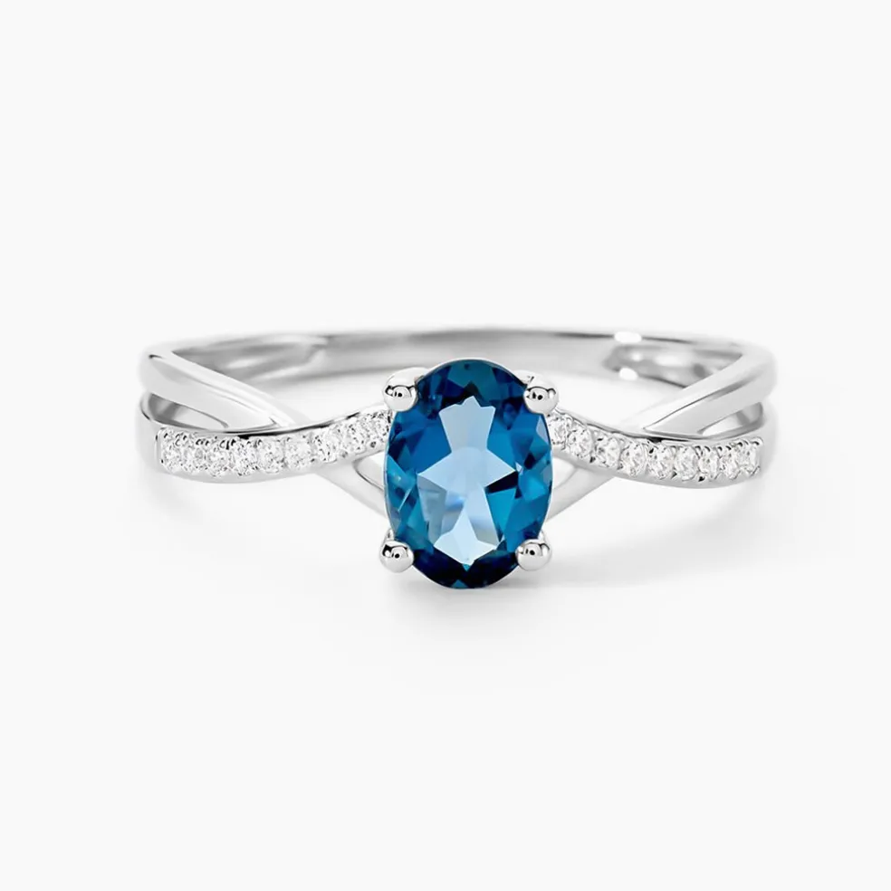 Bague Haissa Or Blanc Topaze Et Oxyde De Zirconium
