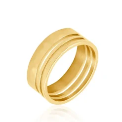 Bague Hera Acier Dore Yvanelle Triple Rangs