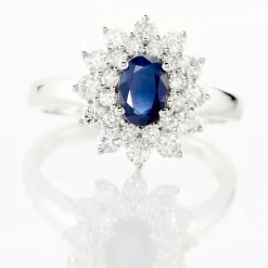 Bague Ivan Or Blanc Saphir Et Diamant