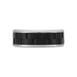 Bague Jourdan Oahu Acier Blanc Et Noir