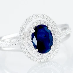 Bague Justine Or Blanc Saphir Et Diamant