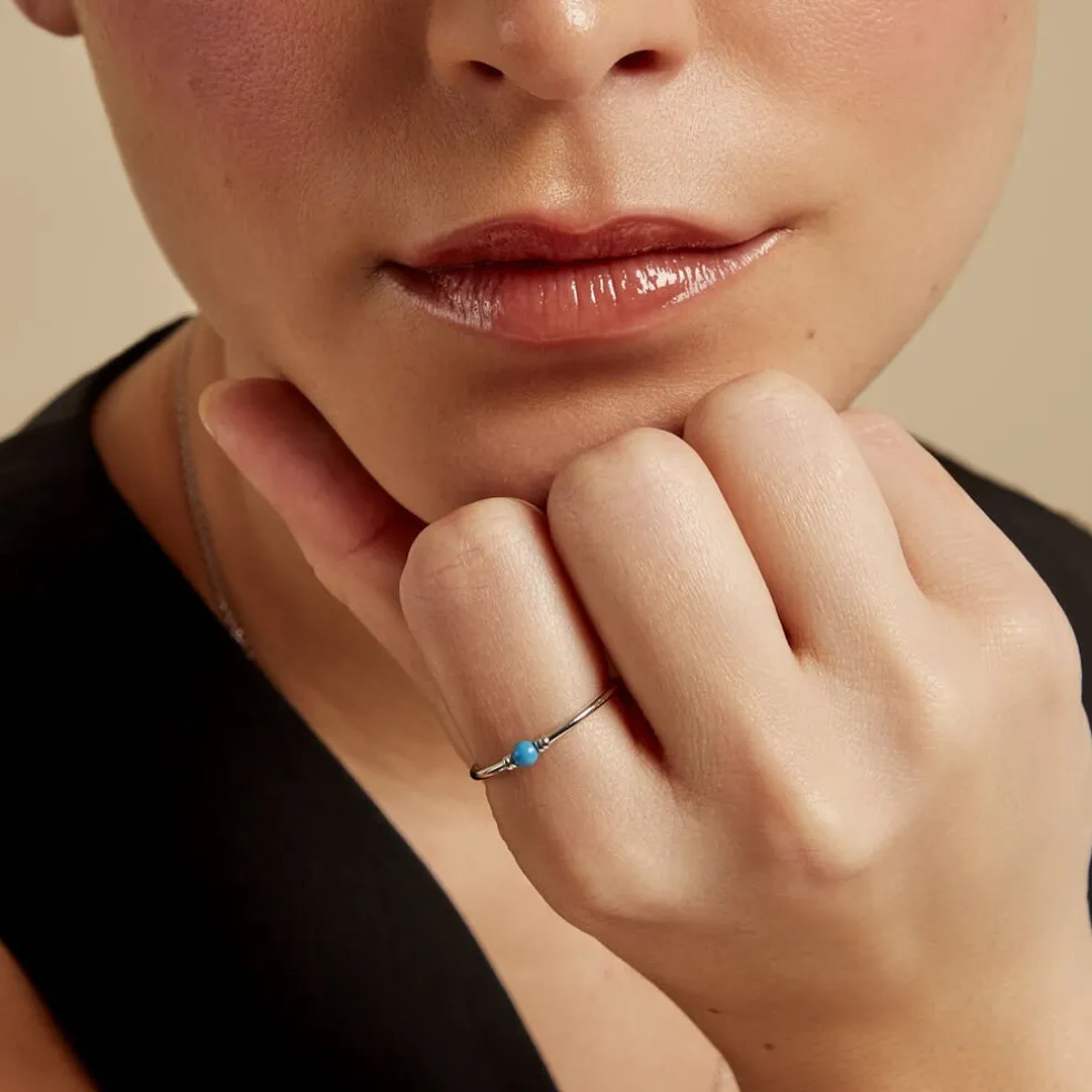 Bague Laelle Argent Blanc Turquoise