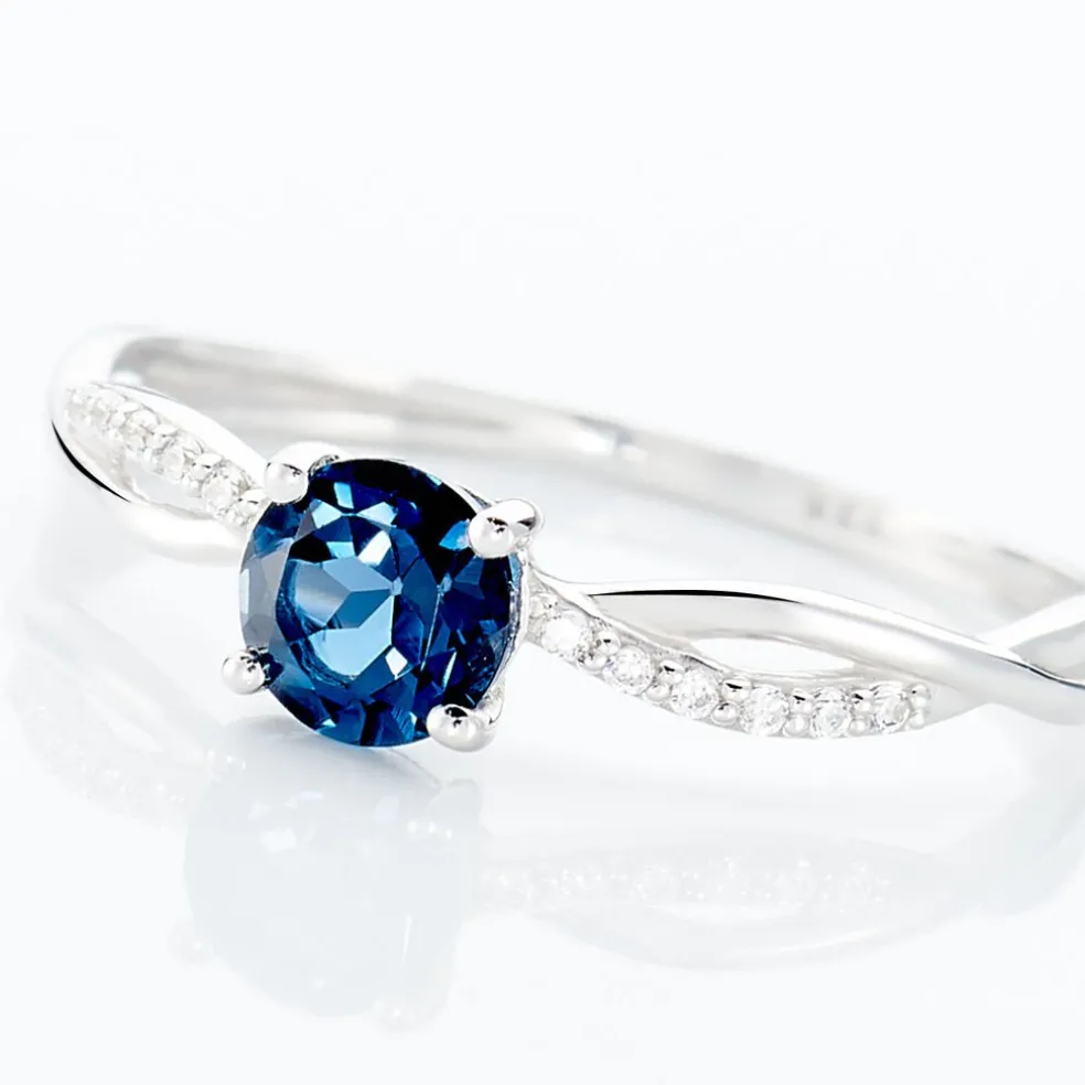 Bague Lalia Or Blanc Topaze Et Oxyde De Zirconium
