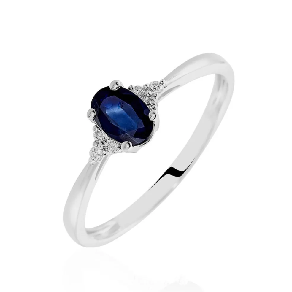 Bague Lea Or Blanc Saphir Et Diamant