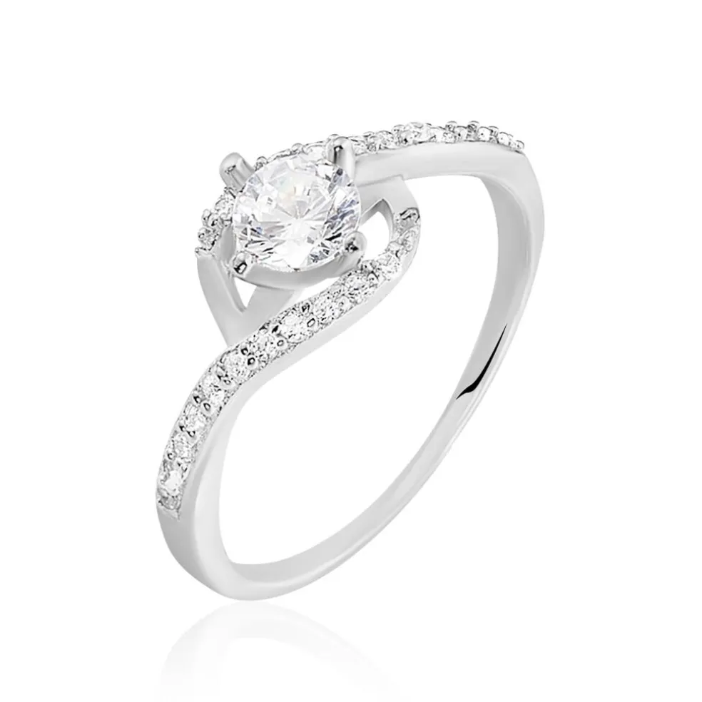 Bague Lines Argent Blanc Oxyde De Zirconium