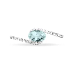 Bague Loriane Or Blanc Aigue Marine Et Diamant