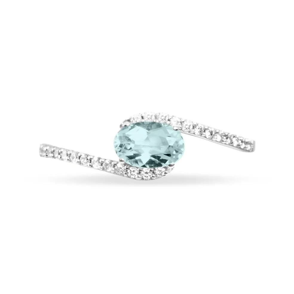 Bague Loriane Or Blanc Aigue Marine Et Diamant