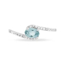 Bague Loriane Or Blanc Aigue Marine Et Oxyde De Zirconium