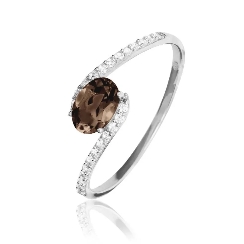 Bague Loriane Or Blanc Quartz Et Diamant