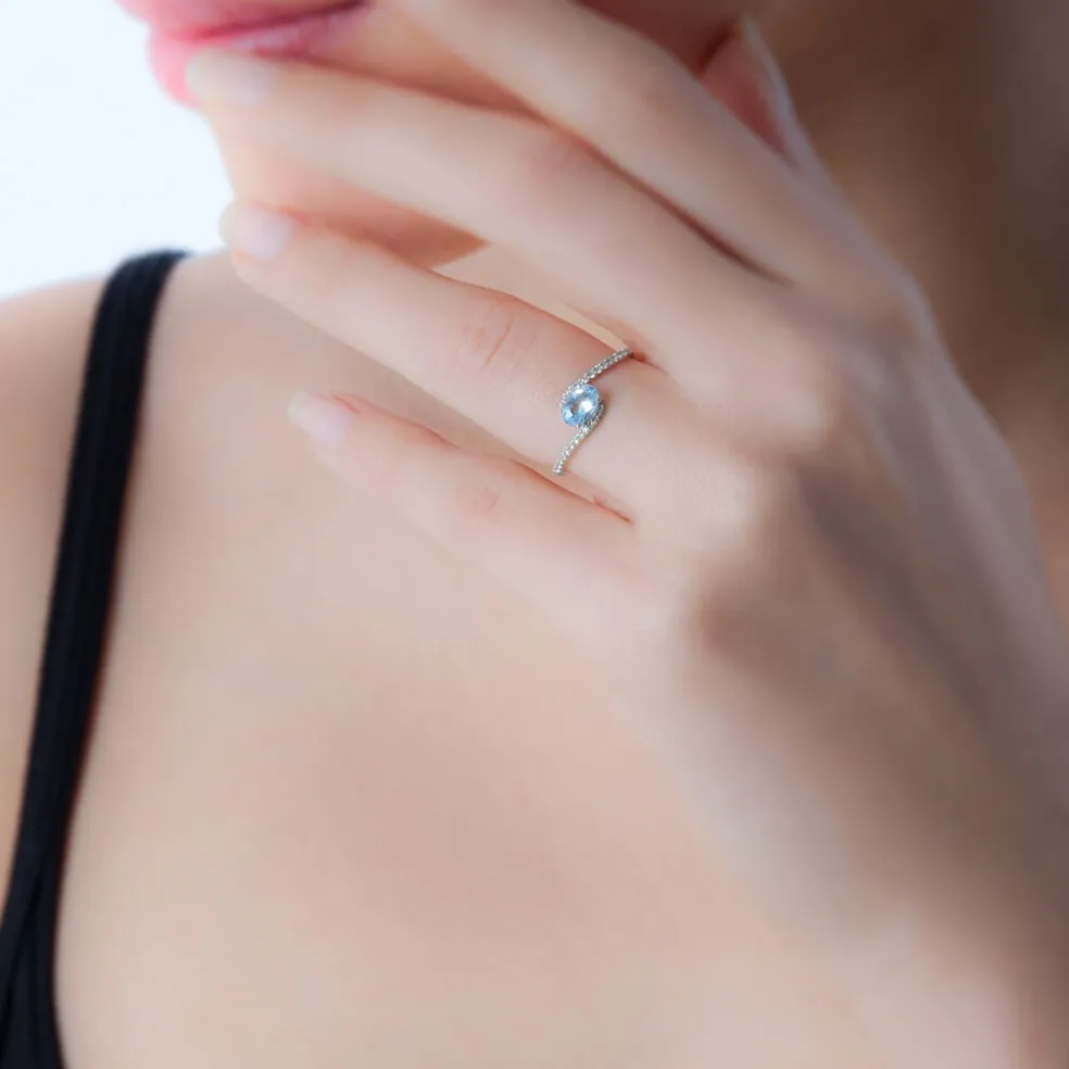 Bague Loriane Or Blanc Topaze Et Oxyde De Zirconium