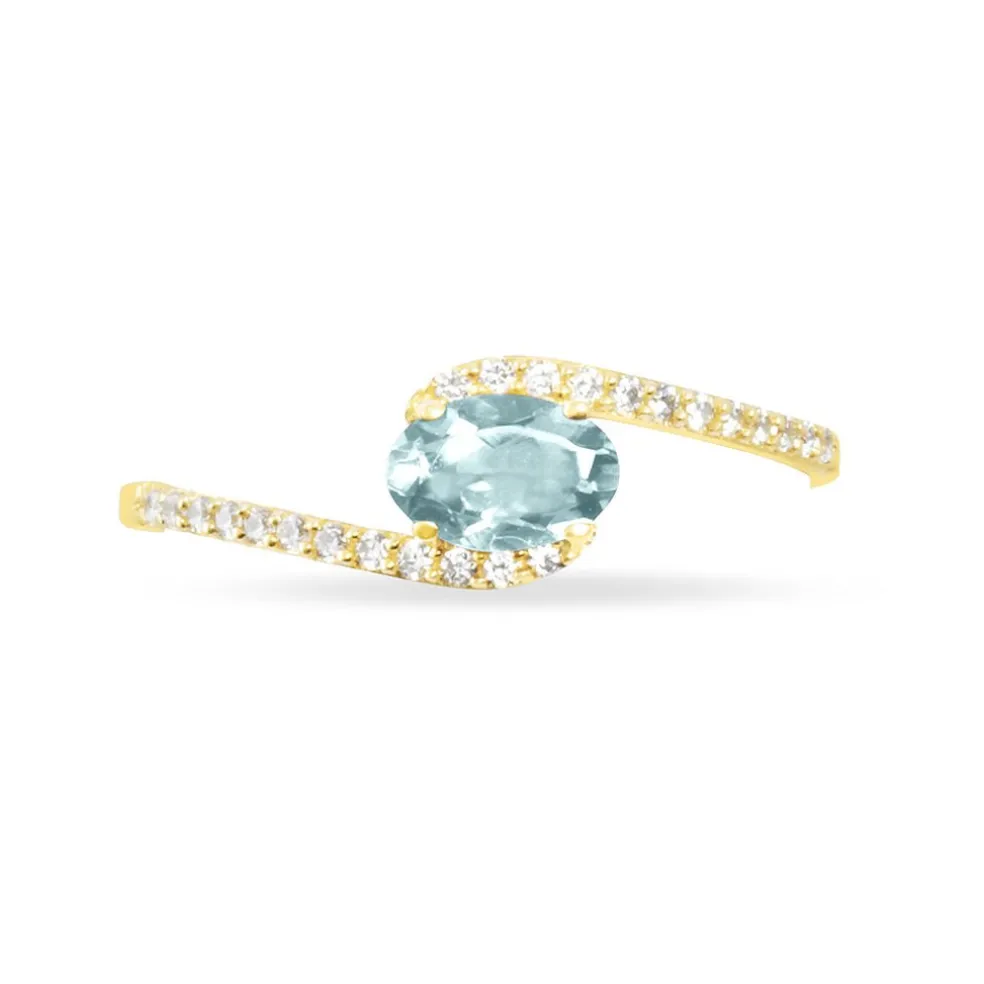 Bague Loriane Or Jaune Aigue Marine Et Diamant