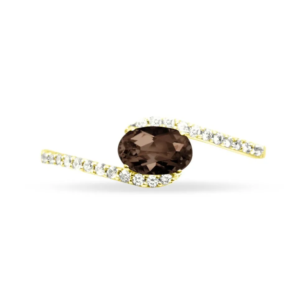 Bague Loriane Or Jaune Quartz Et Diamant