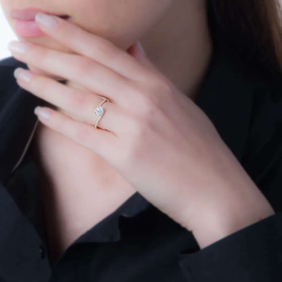 Bague Loriane Or Jaune Topaze Et Oxyde De Zirconium