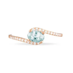 Bague Loriane Or Rose Aigue Marine Et Oxyde De Zirconium