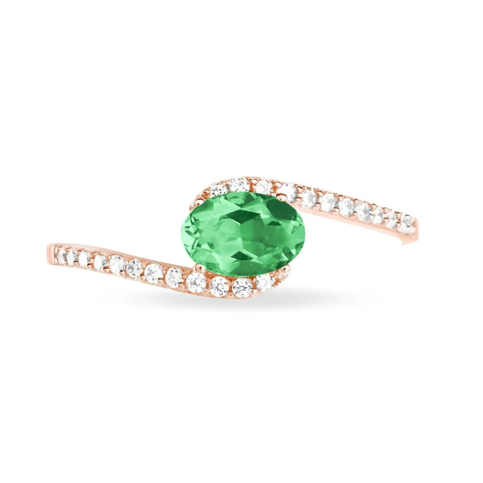 Bague Loriane Or Rose Emeraude Et Diamant