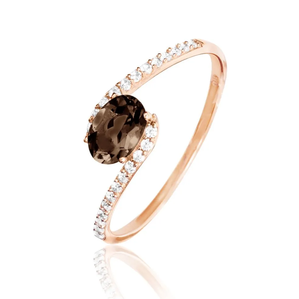 Bague Loriane Or Rose Quartz Et Diamant