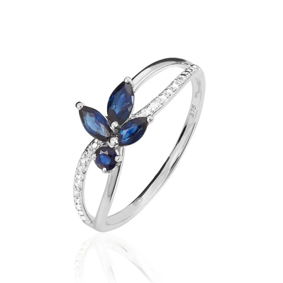 Bague Lupe Or Blanc Saphir Et Diamant